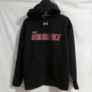 UNDER ARMOUR, ESC Renaissance embroidered print black hoodie, loose fit, GUC